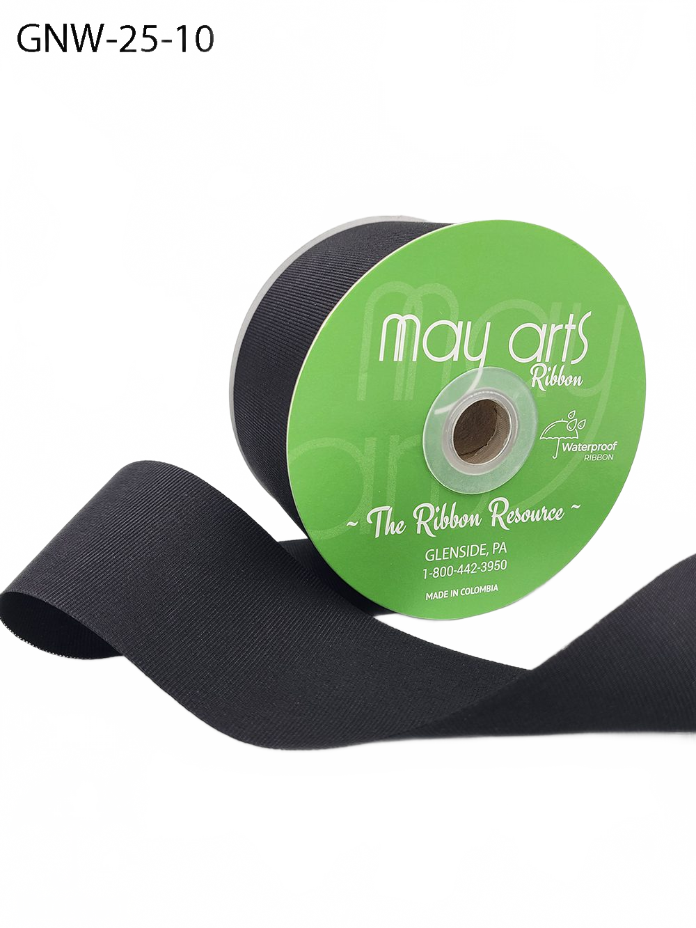 2.5 Inch Waterproof Weather-Resistant Black Grosgrain Ribbon With Woven Edge