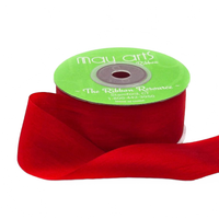 1.25 Inch 100% Hand-Dyed Red Silk Ribbon With Woven Edge