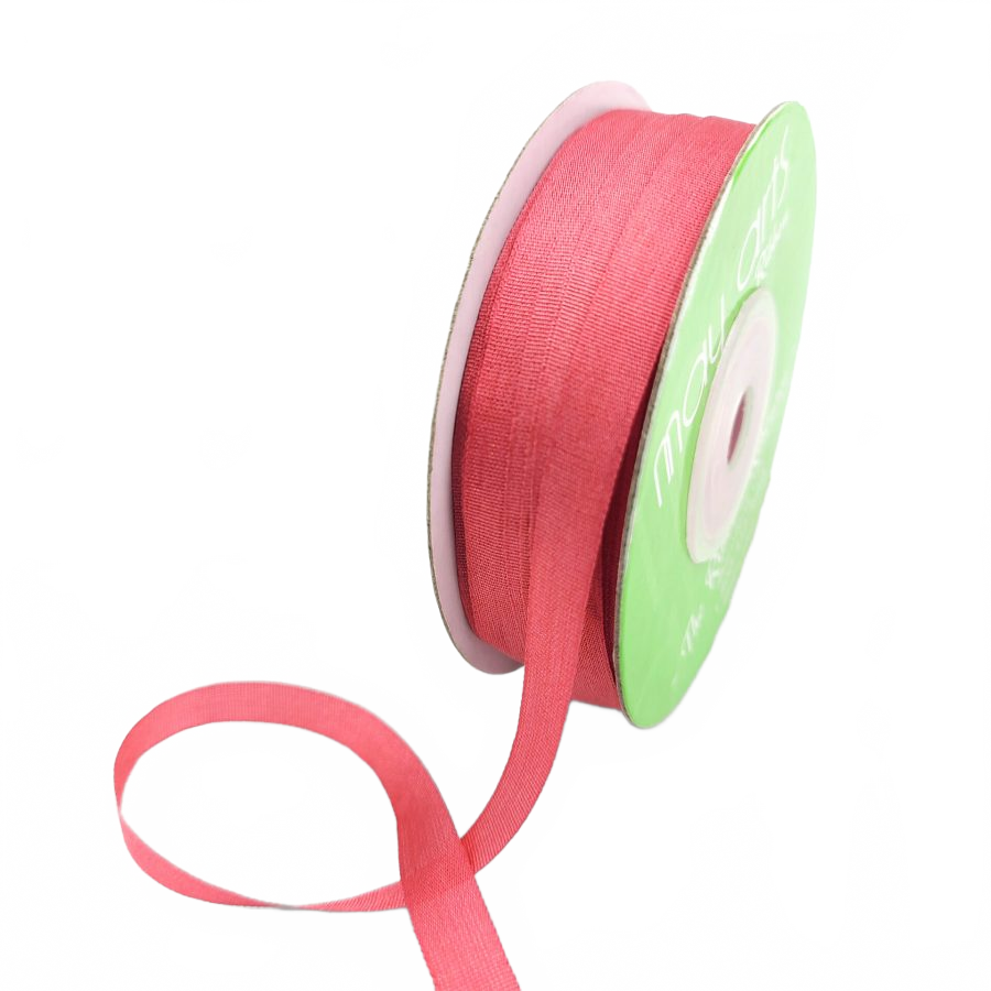 100% Hand-Dyed 1/4 Inch Rose Silk Ribbon With Woven Edge