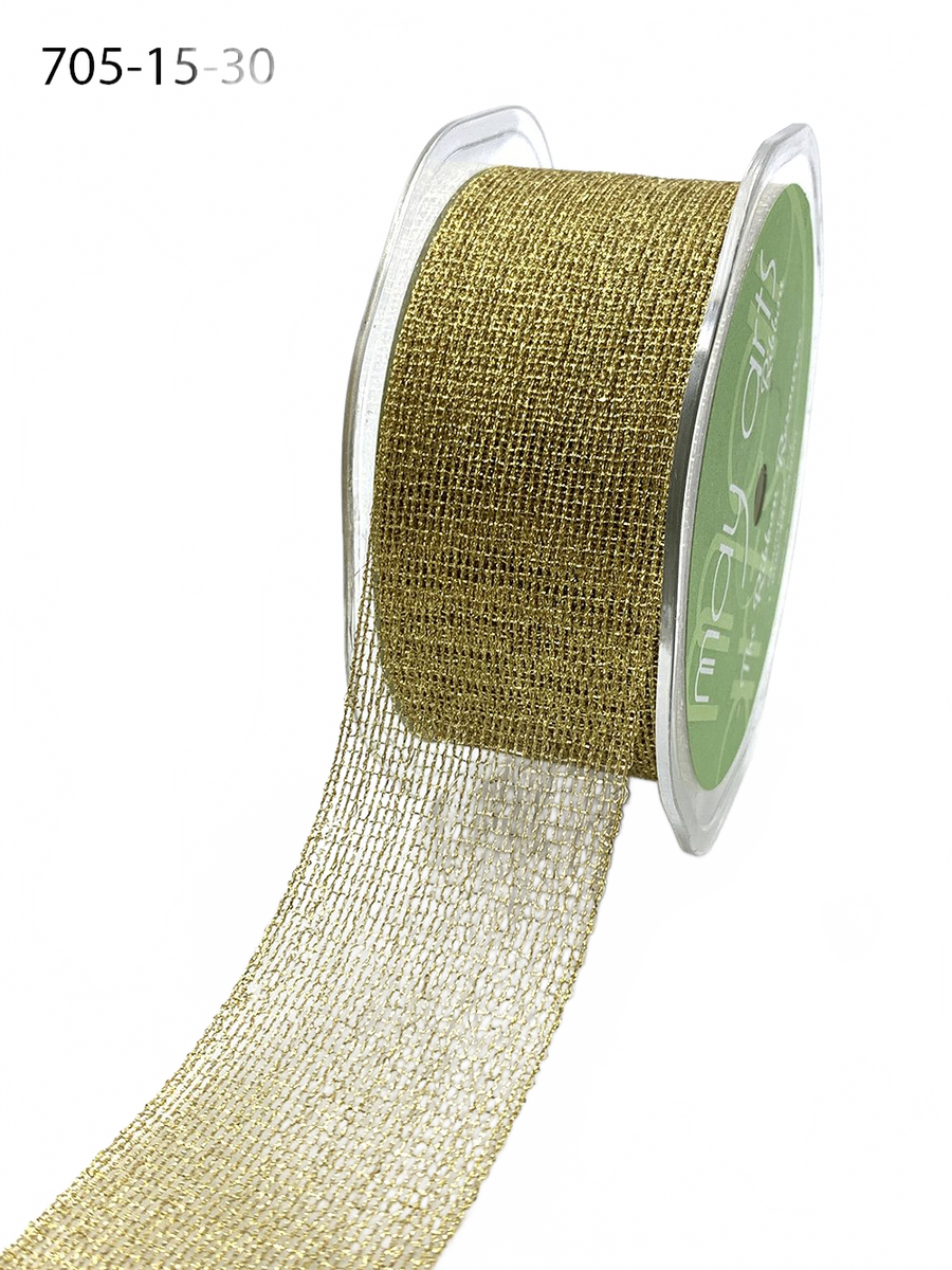 1.5 Inch Gold Metallic Knit Net Ribbon