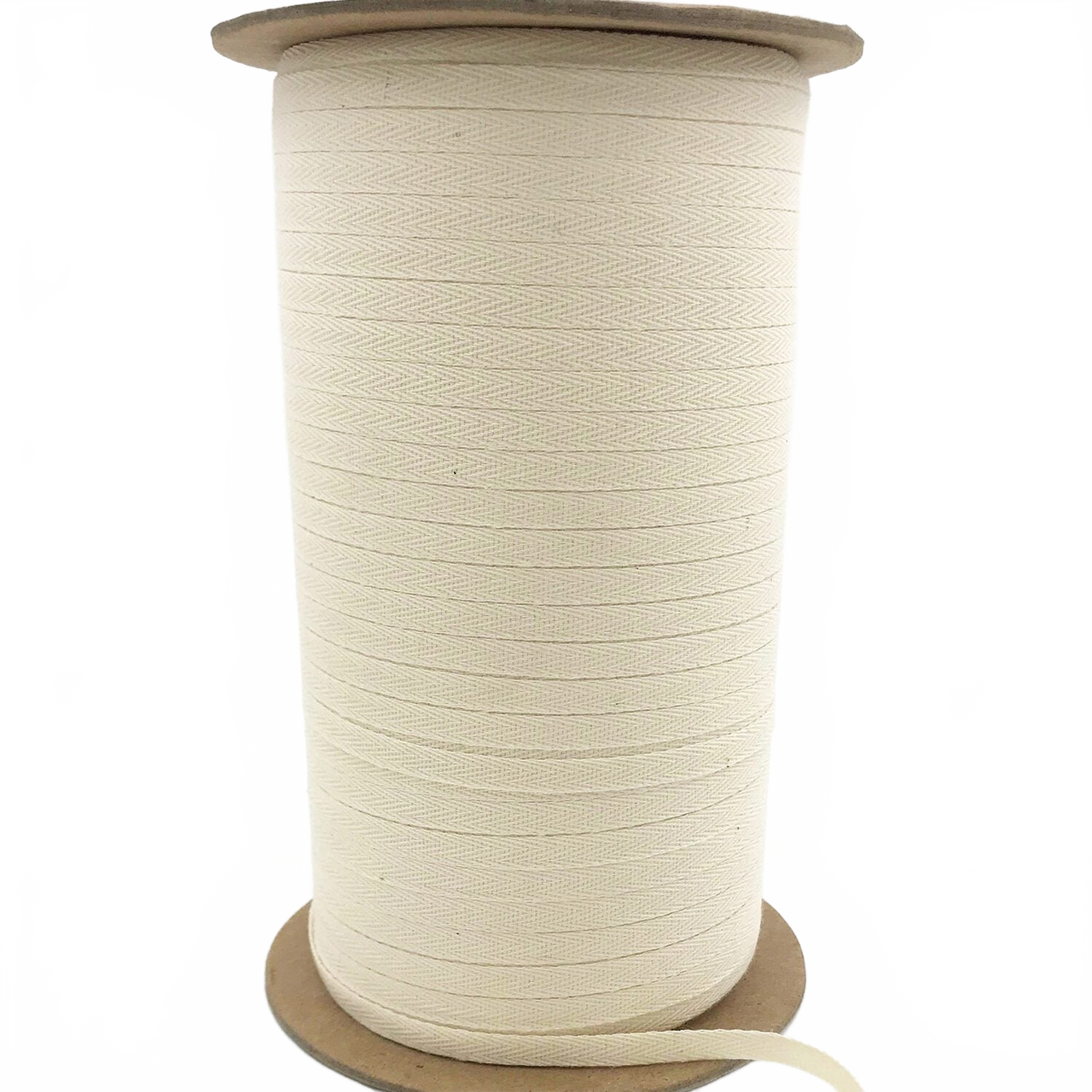 1/4 Inch 100% Cotton Classic Light Weight Natural Twill Ribbon With Woven Edge ()