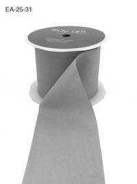 2.5 Inch Wrinkled Faux Light Grey Silk Ribbon With Cut Edge