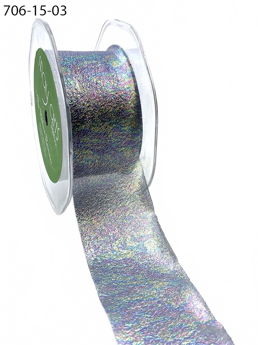 1.5 Inch Iridescent Holographic Navy Crepe Ribbon