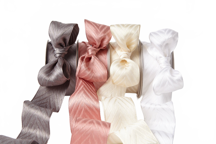 1.5 Inch Solid Chevron Ribbon With Wired Woven Edge