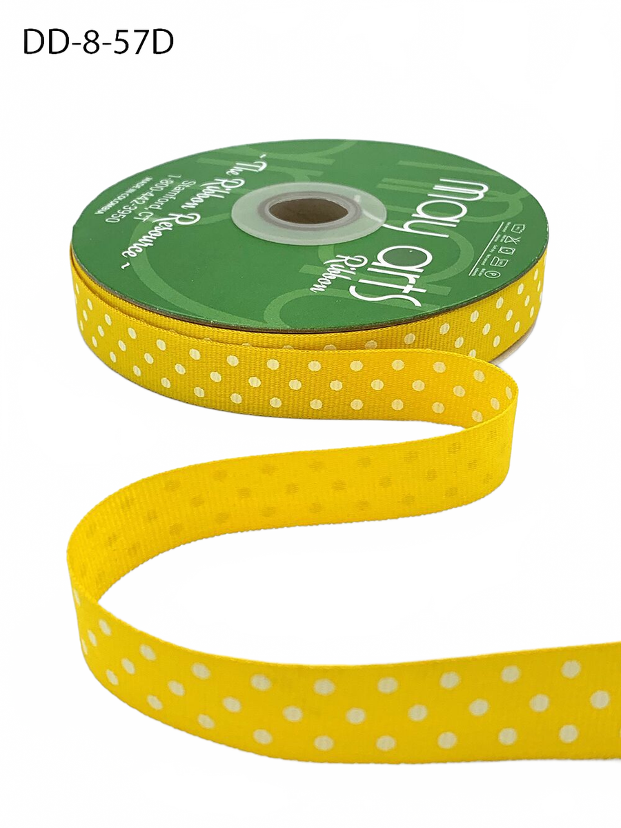 5/8 Inch Grosgrain Printed Dots Ribbon With Woven Edge