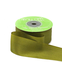 1.25 Inch 100% Hand-Dyed Moss Silk Ribbon With Woven Edge