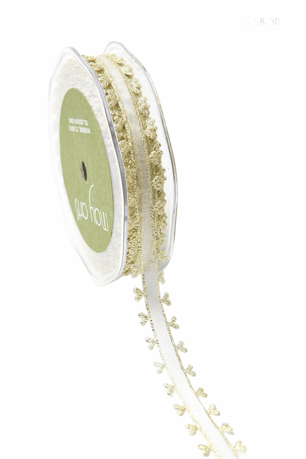 5/8 Inch Sheer Metallic Ribbon With Woven Heart Edge