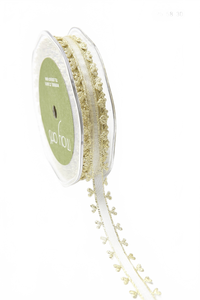 5/8 Inch Sheer Metallic Ribbon With Woven Heart Edge