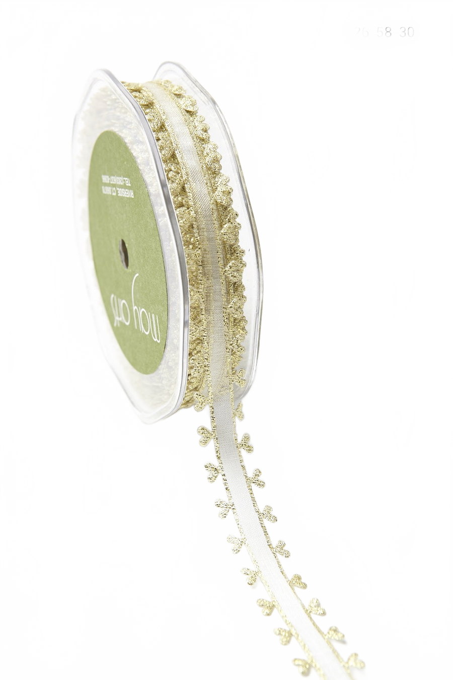 5/8 Inch Sheer Metallic Ribbon With Woven Heart Edge