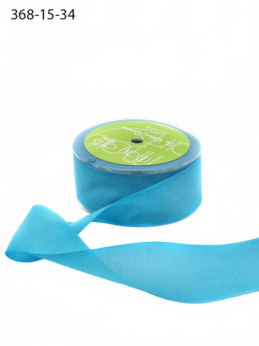 1.5 Inch Faux Turquoise Linen Ribbon With Woven Edge