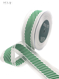 1.5 Inch Christmas White Sheer With Diagonal Stripe Ribbon With Wired Edge