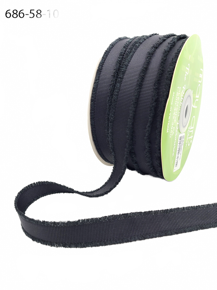 ~ 5/8″ Fuzzy Black Grosgrain Ribbon