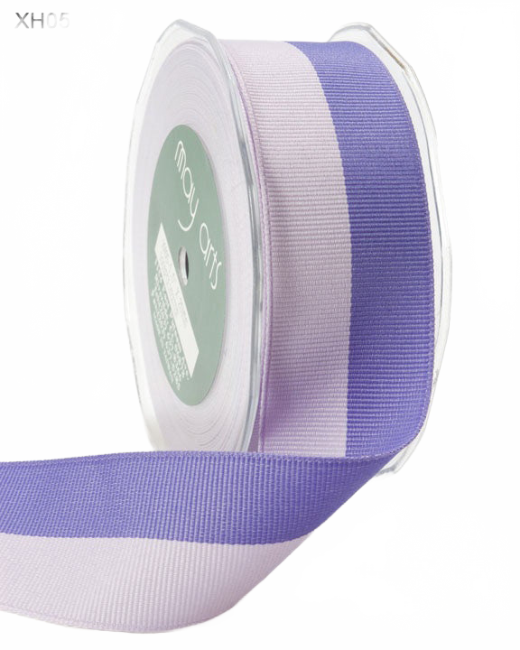 1.5 Inch Two-Band Two-Color Lavender/Purple Grosgrain Ribbon With Woven Edge