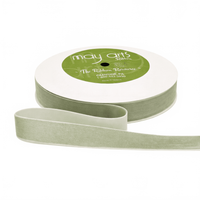3/4 Inch Classic Jadeite Green Velvet Ribbon With Woven Edge