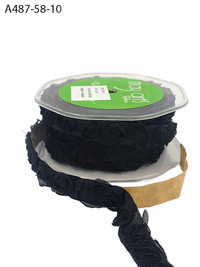 5/8 Inch Adhesive Rosette Black Ribbon With Cut Edge