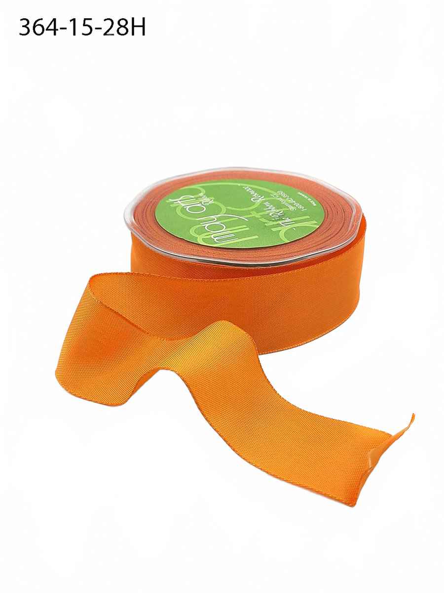 1.5 Inch Orange Taffeta Ribbon With Wired Edge