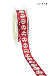 3/4 Inch Grosgrain Emoji Print Ribbon With Woven Edge