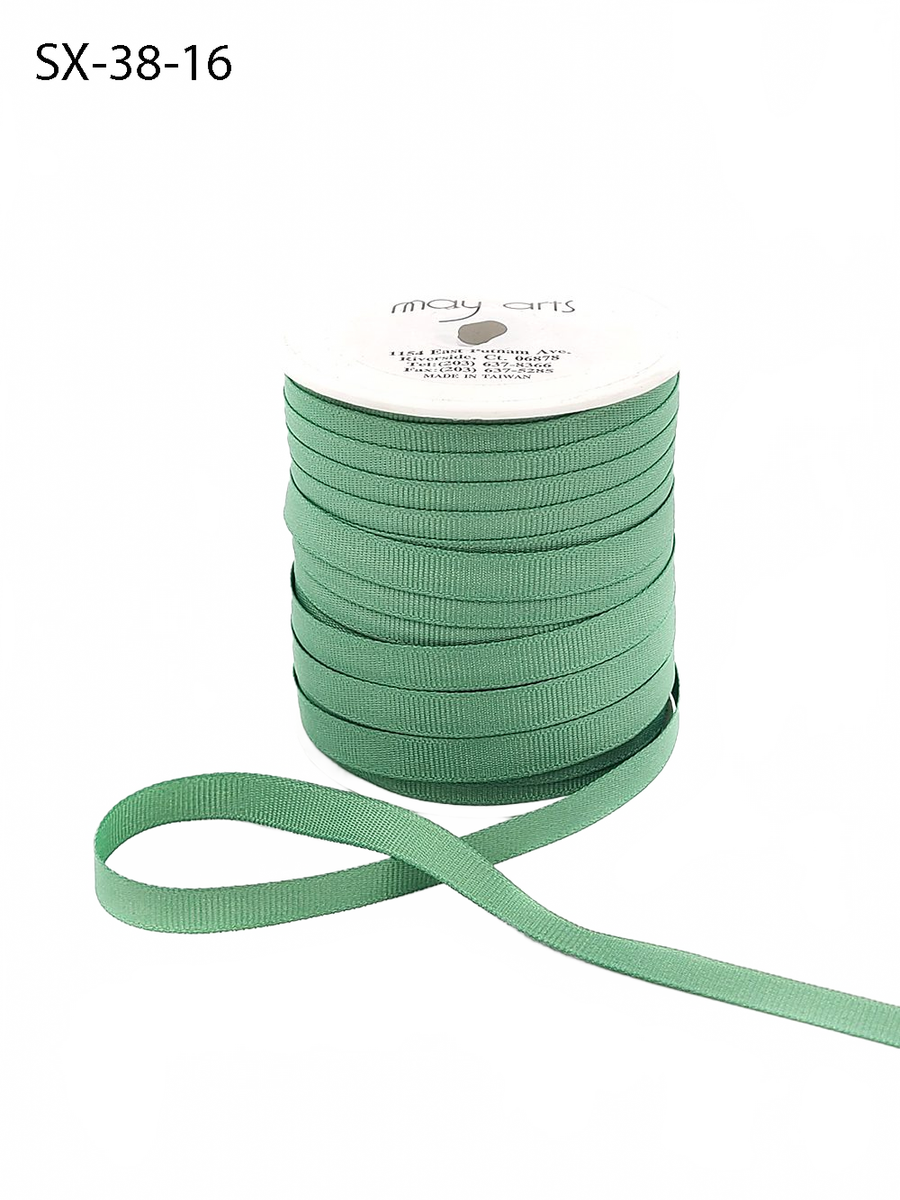 3/8 Inch Heavy-Weight (Higher Thread Count) Classic Olive Grosgrain Ribbon With Woven Edge