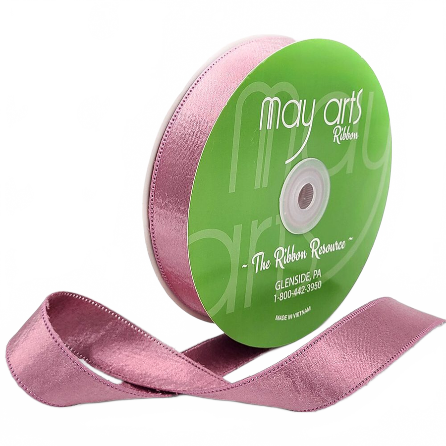 1 Inch Double Sided Sleek Ripple Tape Mauve Ribbon With Woven Edge