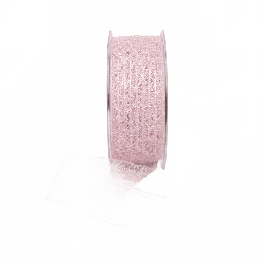 1.5 Inch Wired Textured Net Pink Ribbon