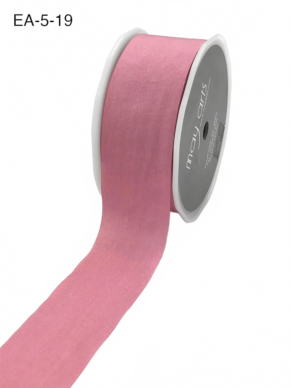 1.5 Inch Wrinkled Faux Dusty Rose/Mauve Silk Ribbon With Cut Edge