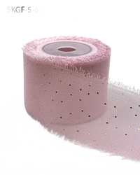 1.25 Inch Mini Metallic Dot Woodrose/Gold Silk Georgette Ribbon