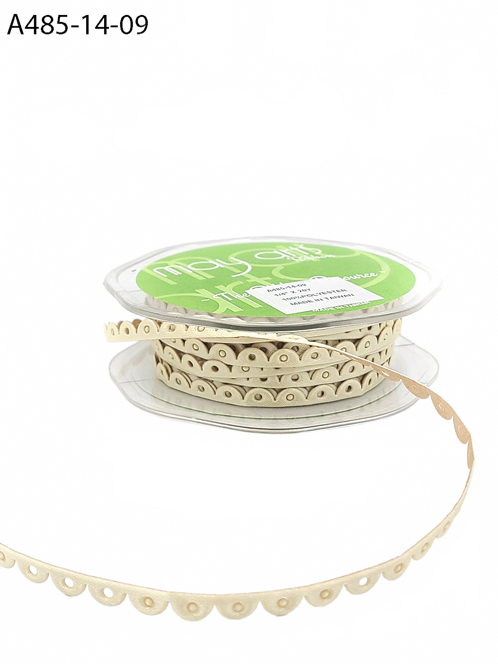 1/4 Inch Adhesive Scalloped Border Ivory Ribbon With Cut Sealed Edge