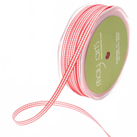 3/16 Inch Checkered Gingham Red Ribbon With Woven Edge