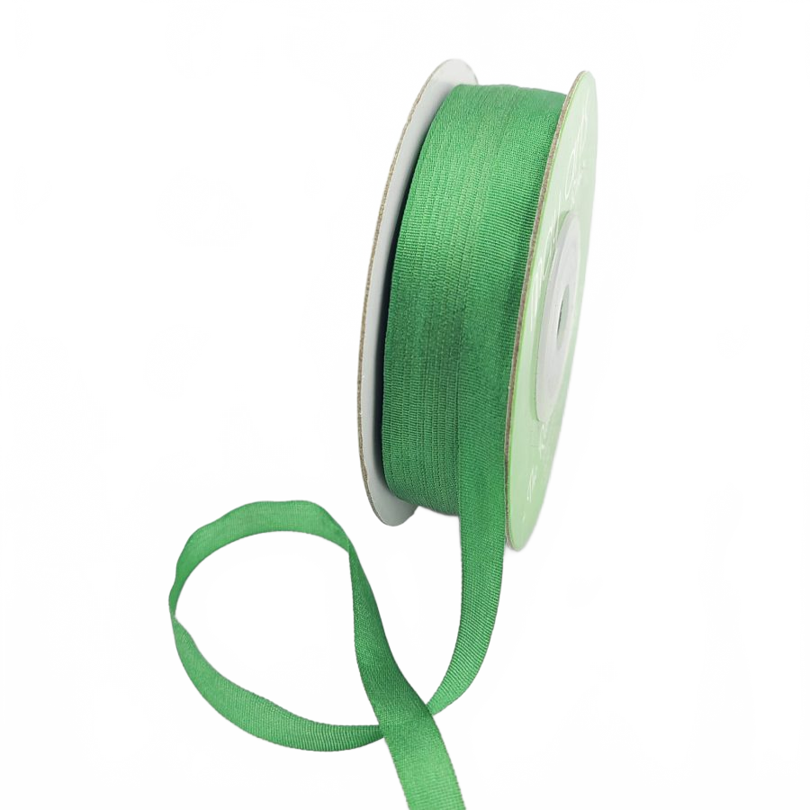 100% Hand-Dyed 1/4 Inch Green Silk Ribbon With Woven Edge