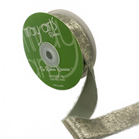 1″ Jadeite Green Metallic Gold Ribbon With Frayed Edge