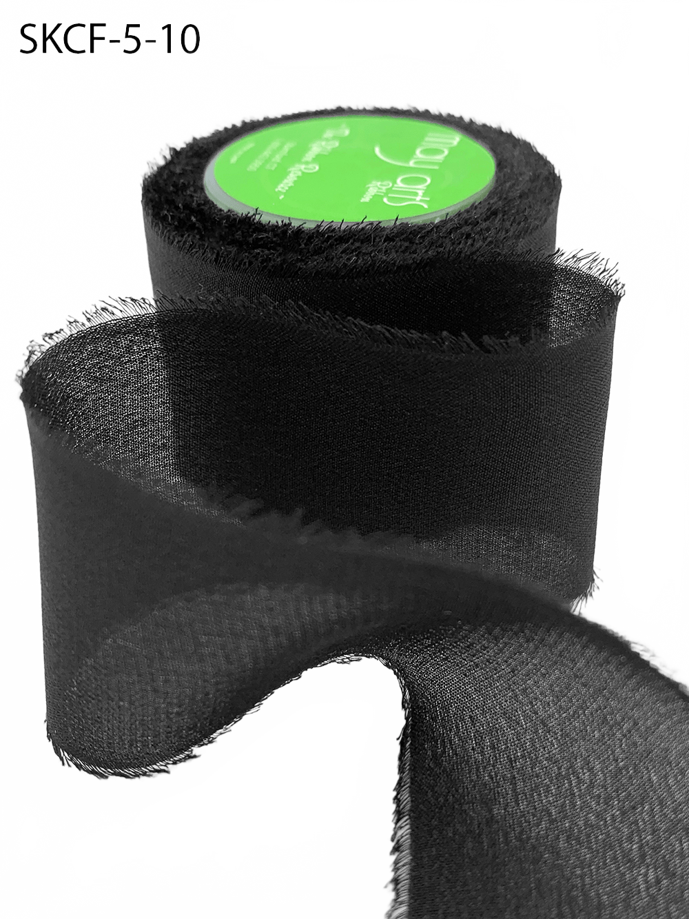 1.25 Inch 100% Silk Black Crepe With Frayed Edge (Non-Dyed And Hand-Dyed)