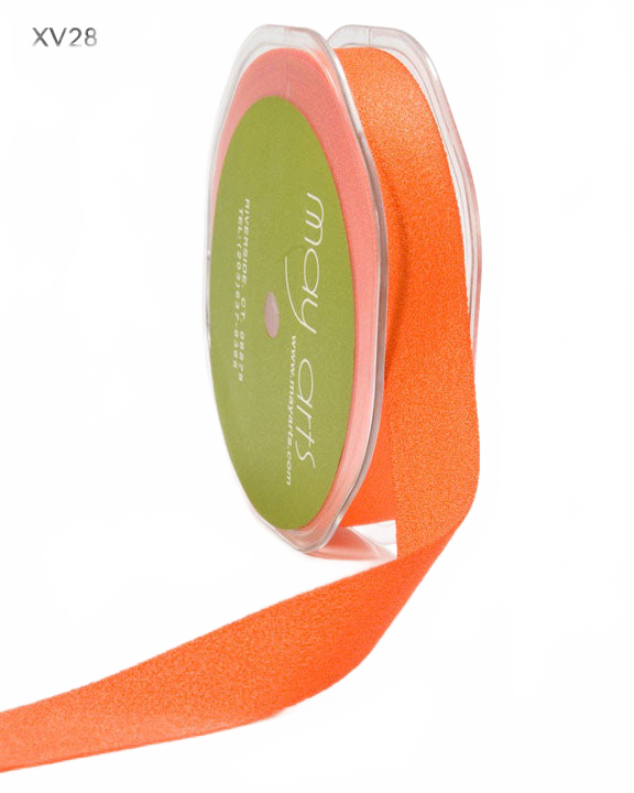 5/8 Inch Double Faced Faux Suede Orange Ribbon With Woven Edge