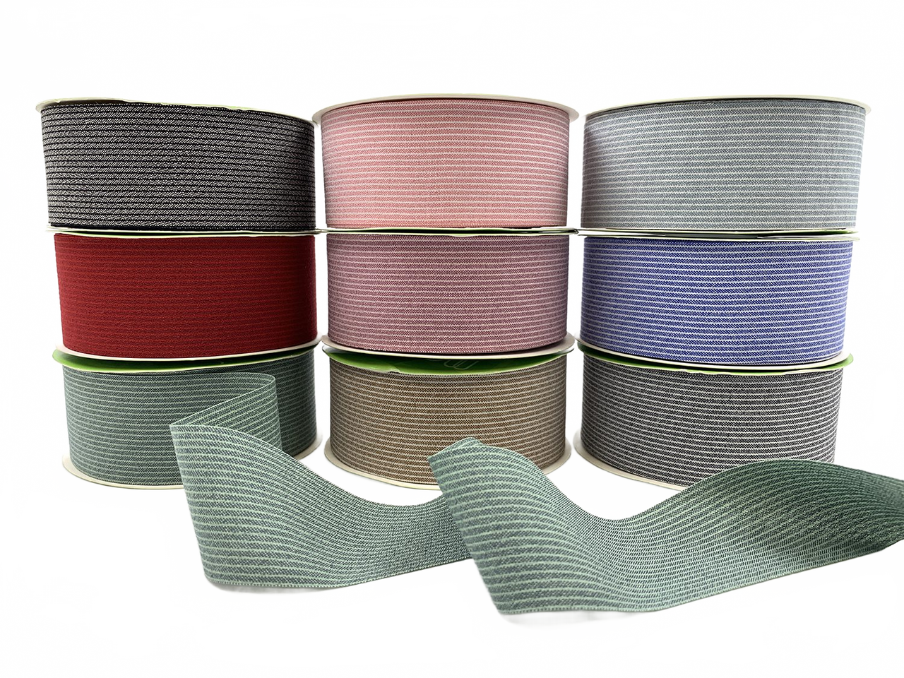 1.5 Inch Striped Washed Linen Ribbon