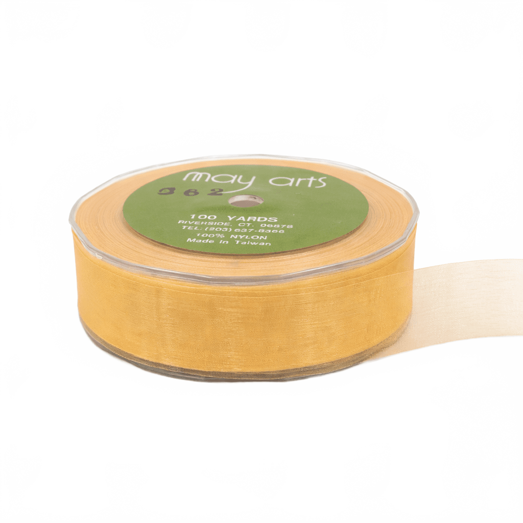 1 Inch Soft Shimmer Natural Sheer Ribbon With Cut Edge