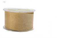 1 Inch Twinkle Shimmer Antique Gold Sheer Ribbon With Cut Edge