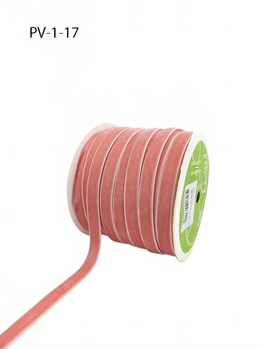 3/8 Inch Classic Pink Velvet Ribbon With Woven Edge