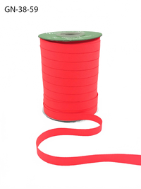 ~3/8 Inch Light-Weight Flat Neon Coral Grosgrain Ribbon With Woven Edge