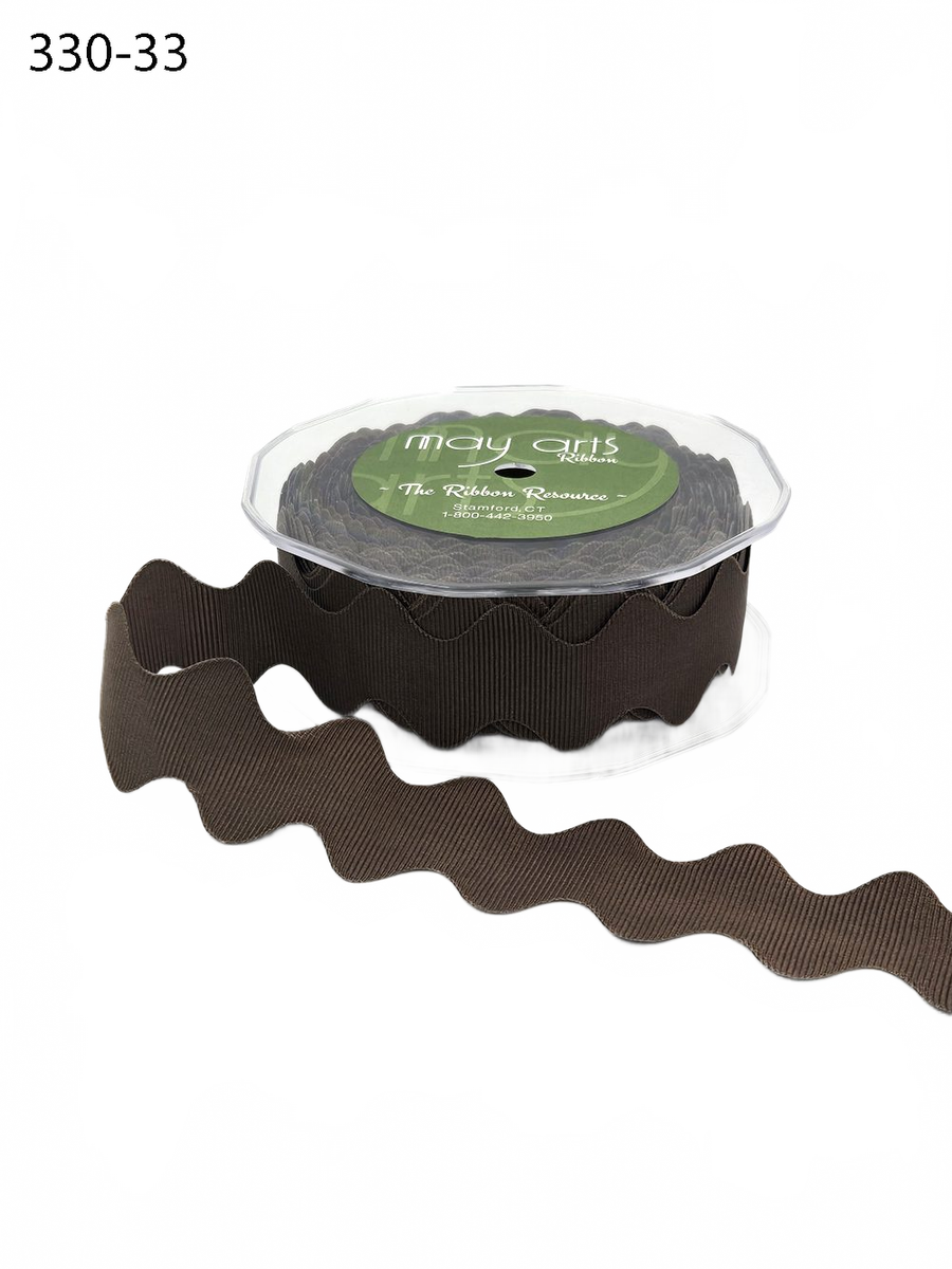 1 Inch Ric Rac Brown Ribbon With Cut Edge