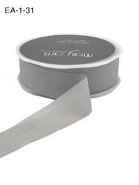 1 Inch Wrinkled Faux Light Grey Silk Ribbon With Cut Edge