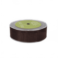 1 Inch Soft Shimmer Brown Sheer Ribbon With Cut Edge