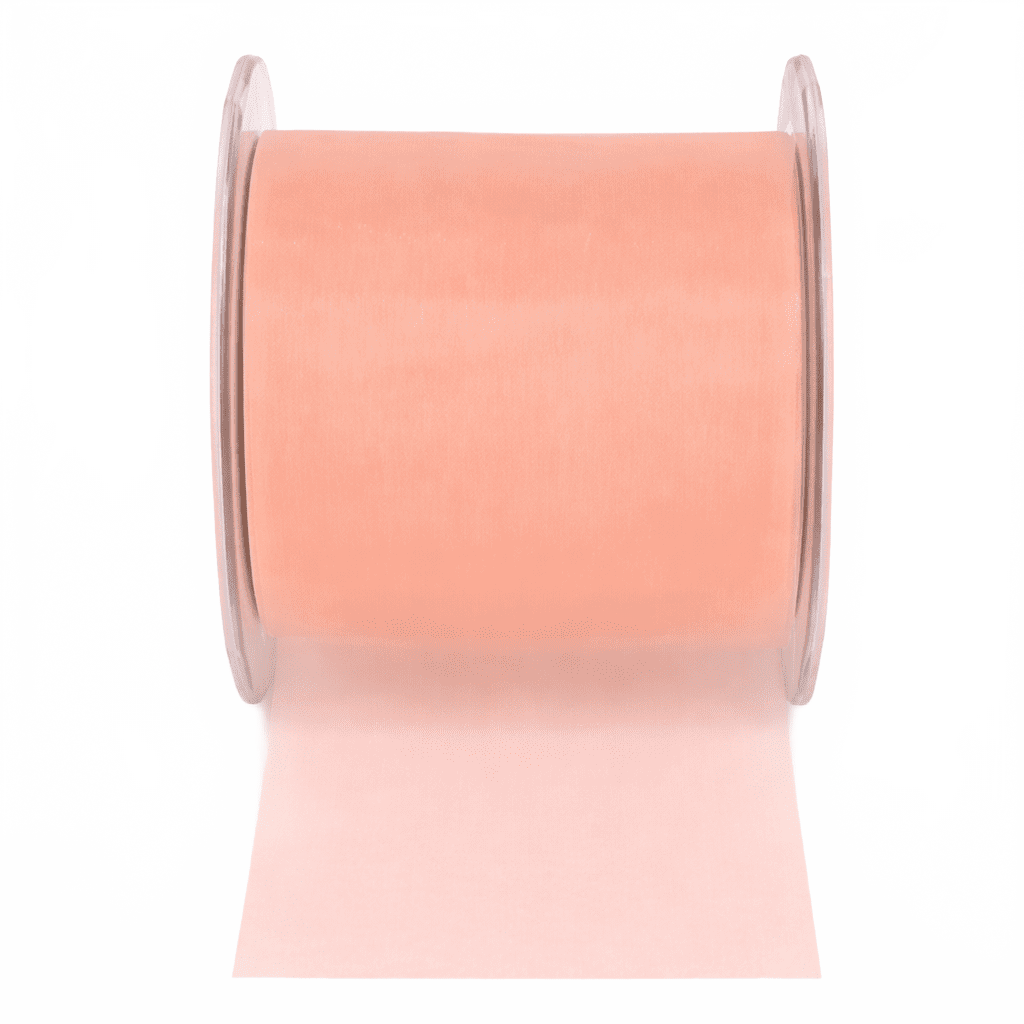 3 Inch Soft Shimmer Peach Sheer Ribbon With Cut Edge