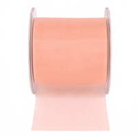 3 Inch Soft Shimmer Peach Sheer Ribbon With Cut Edge
