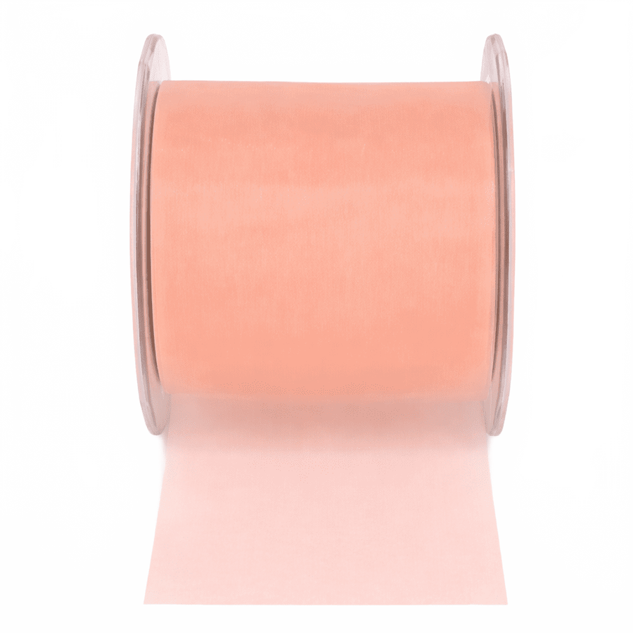 3 Inch Soft Shimmer Peach Sheer Ribbon With Cut Edge