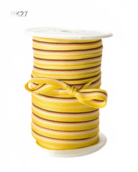 3/8 Inch Yellow/Orange/Black Grosgrain Striped Ribbon