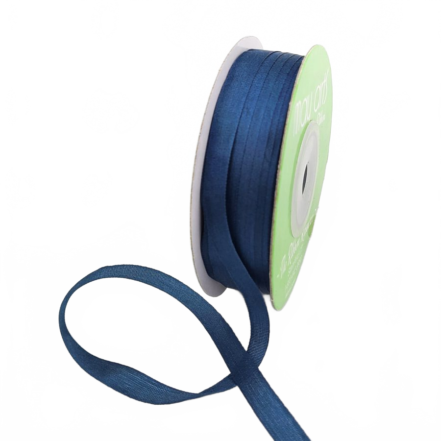 100% Hand-Dyed 1/4 Inch Marine Silk Ribbon With Woven Edge