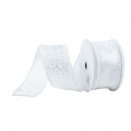 Ribbon 2.5" Large Glitter Drift White
