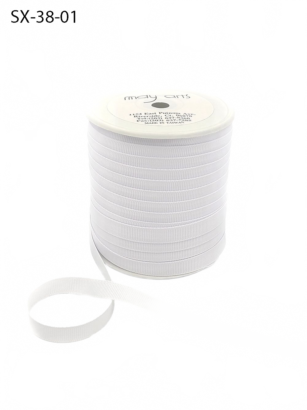 3/8 Inch Heavy-Weight (Higher Thread Count) Classic White Grosgrain Ribbon With Woven Edge