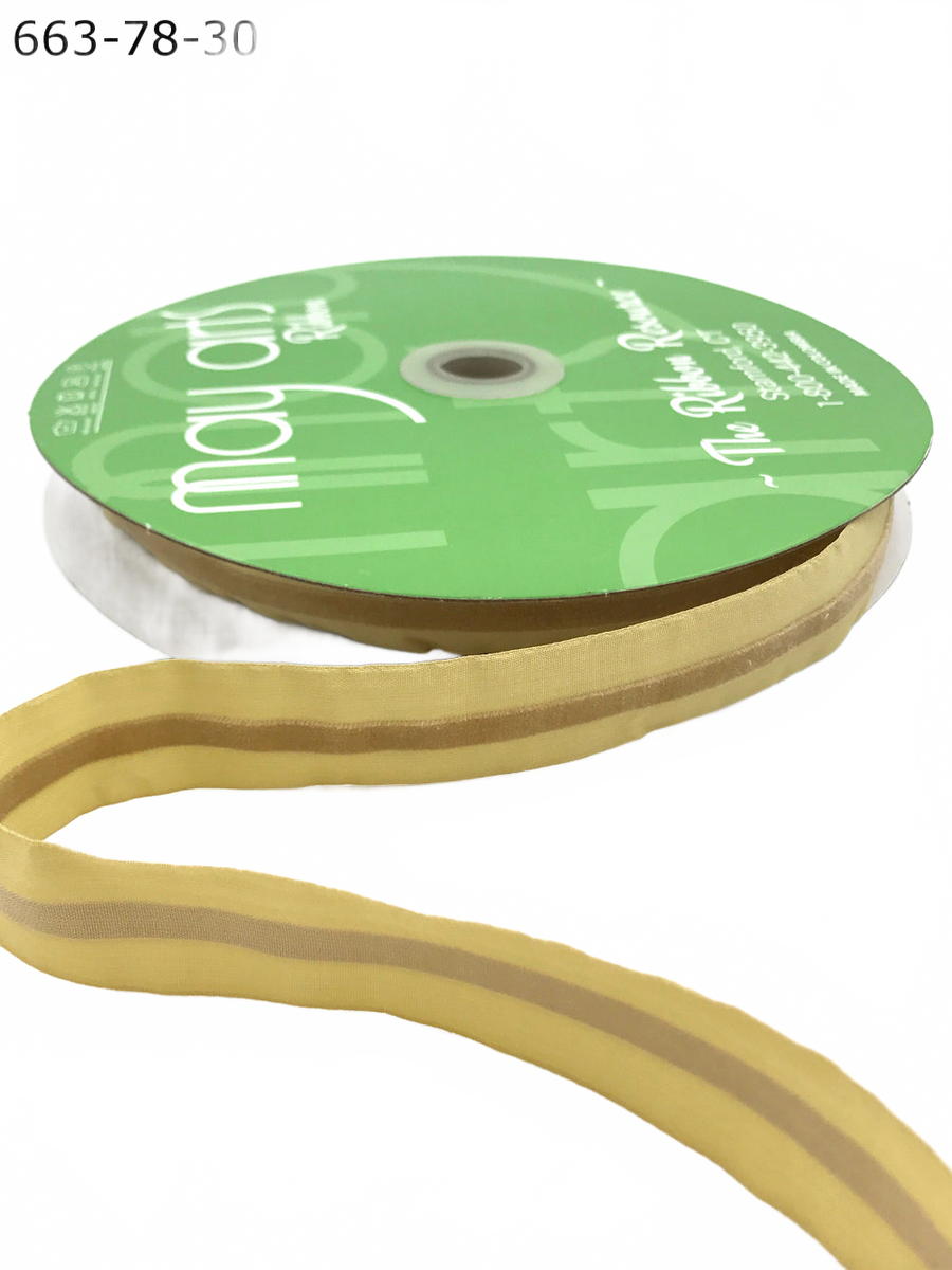 7/8 Inch Taffeta With Gold Velvet Center Line Ribbon With Woven Edge