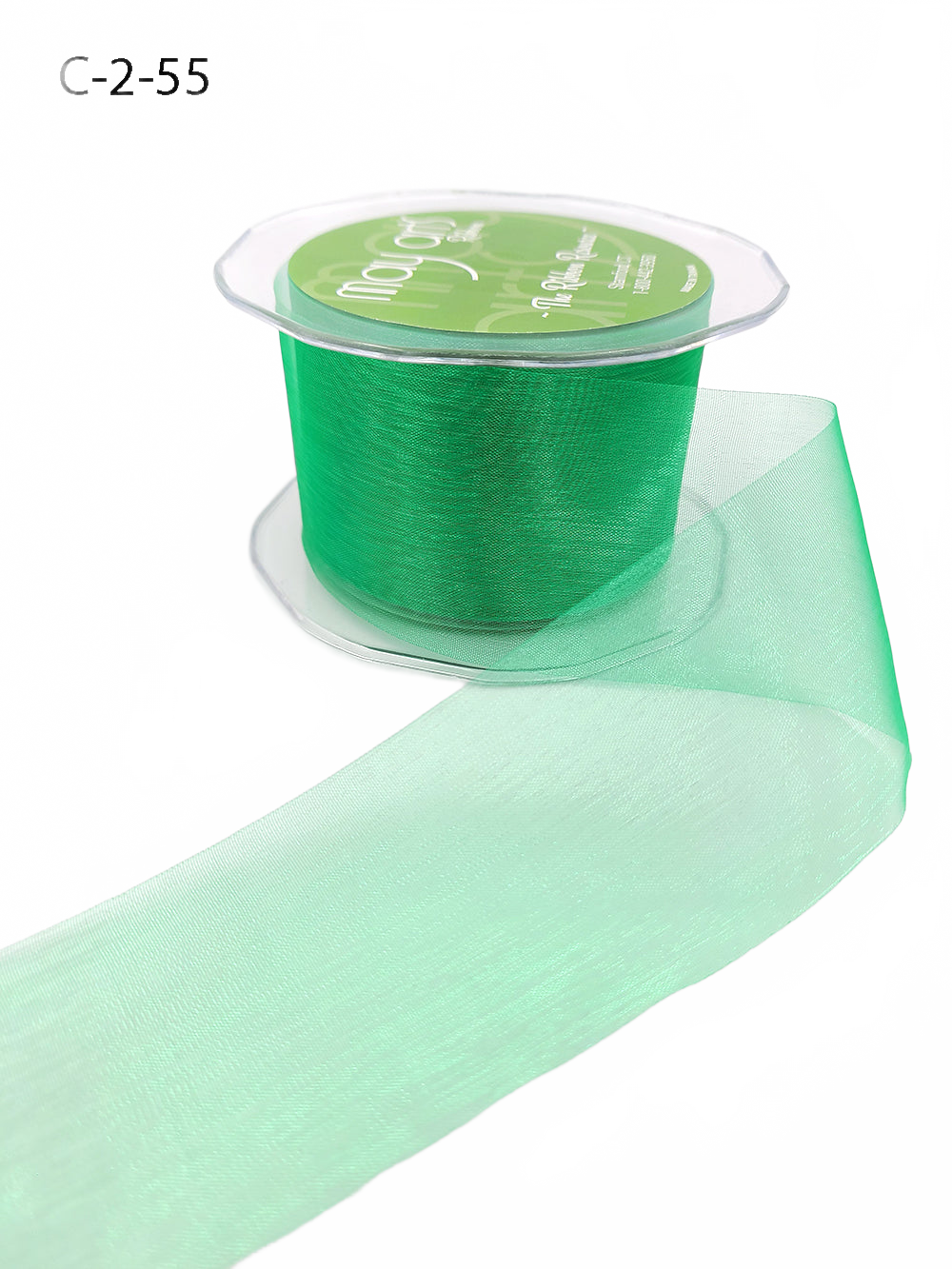 2 Inch Soft Shimmer Emerald Green Organza Ribbon