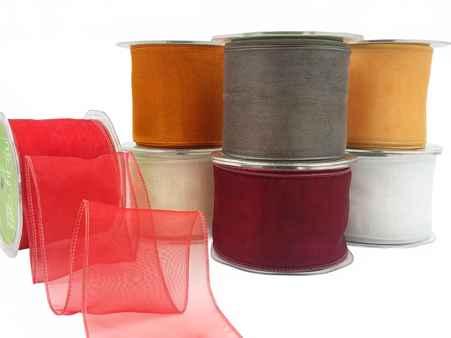 2.5 Inch Shimmer Sheer Ribbon With Wired Edge